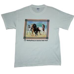 Running Strong for American Indian Youth Horse Graphic T-Shirt – Size L – Gildan